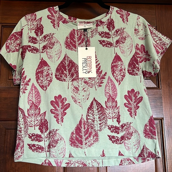 BOMBAY PAISLEY NWT Mint Leaf Crop Top SIZE M - Picture 2 of 7